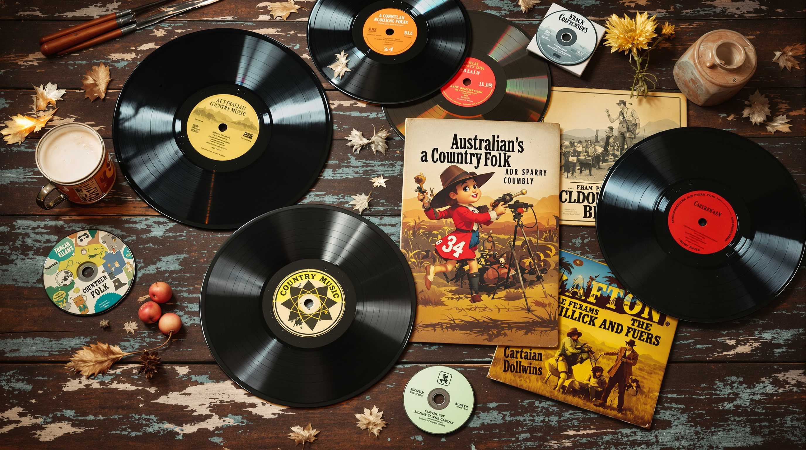 Vintage vinyl records and CDs collection