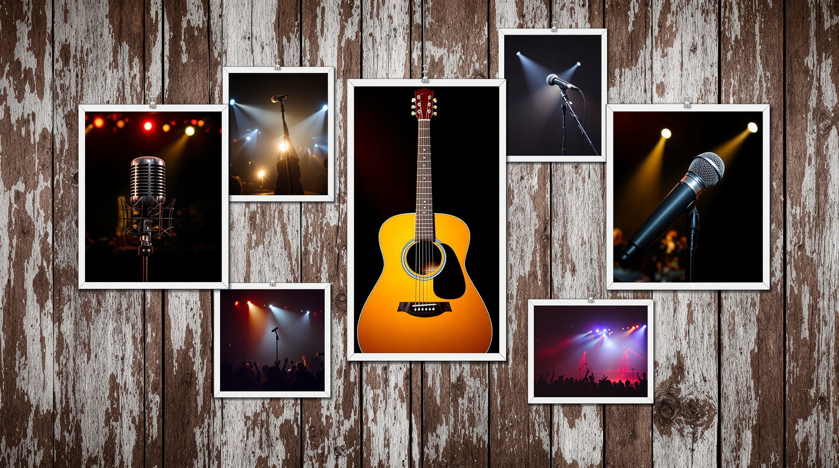 Photo collage of country music performances